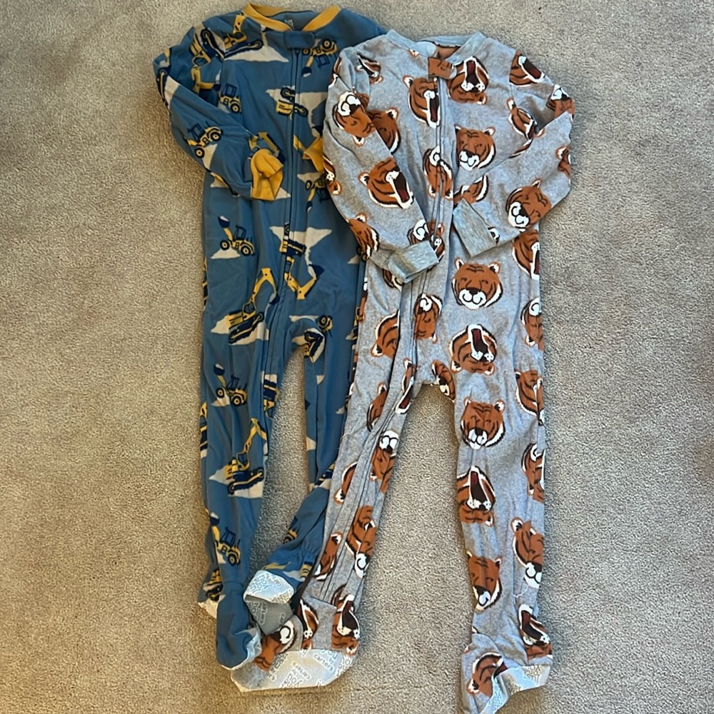 Set of two Carters fleece zip footies